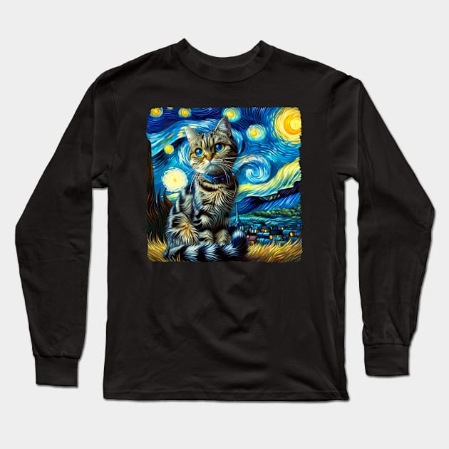 Pixie Starry Night Inspired - Artistic Cat Long Sleeve T-Shirt by starry_night